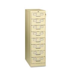 Tennsco 8-Drawer File Cabinet For 3 x 5 & 4 x 6 Card, 15w x 52h, Putty TNNCF846PY
