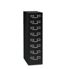 Tennsco 8-Drawer File Cabinet For 3 x 5 & 4 x 6 Cards, 15w x 52h, Black TNNCF846BK