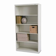Tennsco Metal Bookcase, 5 Shelves, 34-1/2w x 13-1/2d x 66h, Putty TNNB66PY