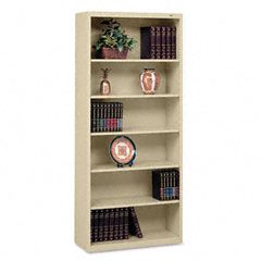 Tennsco Metal Bookcase, 6 Shelves, 34-1/2w x 13-1/2d x 78h, Sand TNNB78SD