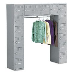 Tennsco Sixteen Box Compartments & Coat Bar, 72w x 18d x 72h, Medium Gray TNNSRS721872AMG