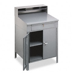 Tennsco Steel Cabinet Shop Desk, 36w x 30d x 53-3/4h, Medium Gray TNNSR58MG