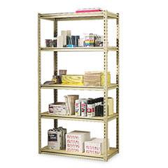 Tennsco Stur-D-Stor Shelving, 5 Shelves, 36w x 18-1/2d x 72h, Sand TNNLSS361872