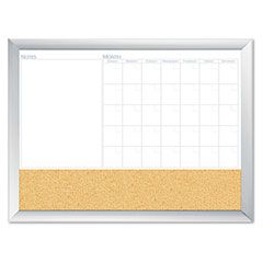 The Board Dudes Magnetic Dry Erase 3-N-1 Board, Cork Area, 36 x 24, White with Silver Frame BDU17001BDUA