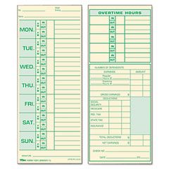 TOPS Time Card for Pyramid Model 331-10, Weekly, Two-Sided, 3-1/2 x 8-1/2, 500/Box TOP1291