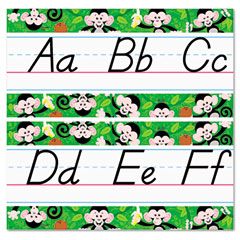 TREND Monkey Mischief Jumbo Alphabet Lines, Modern Manuscript,16 3/4" x 8 1/2", 12/set TEPT8226