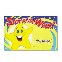 TREND Recognition Awards, Star of the Week!, 8-1/2w x 5-1/2h, 30/Pack TEPT8107