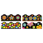 TREND Terrific Trimmers Border, 2 1/4 x 39", Bright On Black, Assorted, 48 Panels TEPT92919
