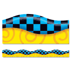 TREND Terrific Trimmers Bright Border, 2 1/4" x 39" Panels, New Wave Checks, 12/Pack TEPT92340