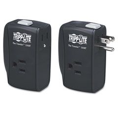 Tripp Lite TRAVELER100BT Surge Suppressor Notebook Direct Plug In 2 Out Tel DSL RJ45 1050J TRPTRAVLER100BT