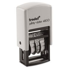 Trodat Trodat Econ Micro 5-in-1 Message Stamp, Dater, Self-Inking, 1 x 3/4, Blue/Red USSE4850L