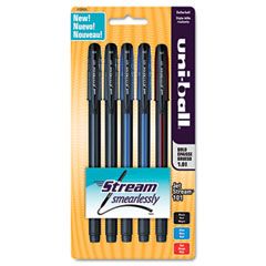 uni-ball Jetstream 101 Roller Ball Stick Water-Resistant Pen, Assorted Ink, Medium, 5/Set SAN1772525