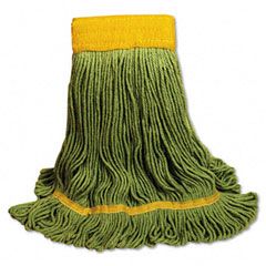 UNISAN EcoMop Looped-End Mop Head, Recycled Fibers, Extra Large Size, Green UNS1200XL