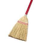 UNISAN Lobby/Toy Broom, Corn Fiber Bristles, 39" Wood Handle, Red/Yellow UNS951T