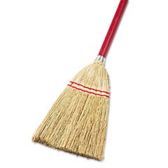 UNISAN Lobby/Toy Broom, Corn Fiber Bristles, 39" Wood Handle, Red/Yellow UNS951T
