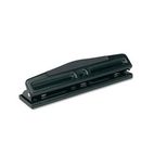 Universal 12-Sheet Deluxe Two- and Three-Hole Adjustable Punch, 9/32 Diameter, Black UNV74323