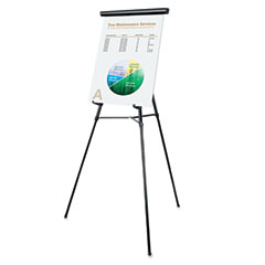 Universal 3-Leg Telescoping Easel with Pad Retainer, Adjusts 34" to 64", Aluminum, Black UNV43150