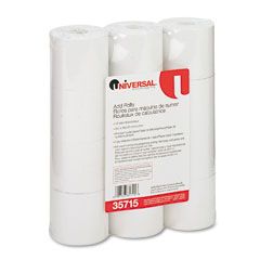 Universal Adding Machine/Calculator Roll, 16 lb, 1/2" Core, 2-1/4"x150 ft, White, 12/Pack UNV35715