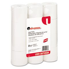 Universal Adding Machine/Calculator Roll, 16 lb, 2-1/4" x 130 ft, White, 12/Pack UNV35715GN