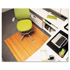 Universal Bamboo Roll-Up Chairmat, 48 x 52, No Lip, Natural UNV24012