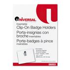 Universal Clear Badge Holders w/Inserts, Top Load, 2-1/4 x 3-1/2, White, 50/Box UNV56003