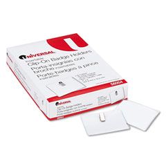 Universal Clear Badge Holders w/Inserts, Top Load, 3 x 4, White, 50/Box UNV56004