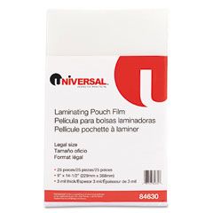 Universal Clear Laminating Pouches, 3 mil, 9 x 14-1/2, 25/Pack UNV84630