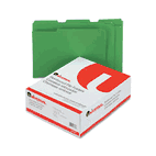 Universal Colored File Folders, 1/3 Cut Assorted, Two-Ply Top Tab, Letter, Green, 100/Box UNV16162