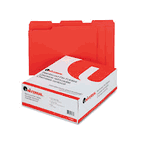 Universal Colored File Folders, 1/3 Cut Assorted, Two-Ply Top Tab, Letter, Red, 100/Box UNV16163