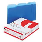 Universal Colored File Folders, 1/3 Cut One-Ply Top Tab, Letter, Blue/Light Blue, 100/Box UNV10501