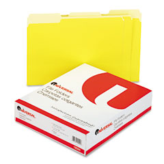 Universal Colored File Folders, 1/3 Cut One-Ply Top Tab, Letter, Yellow/Lt Yellow, 100/Box UNV10504