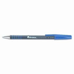 Universal Comfort Grip Ballpoint Stick Pen, Blue Ink, Fine, Dozen UNV15621