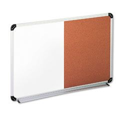 Universal Cork/Dry Erase Board, Melamine, 24 x 18, Black/Gray Aluminum/Plastic Frame UNV43742