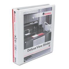Universal Deluxe Round Ring Vinyl View Binder, 1-1/2" Capacity, White UNV20722