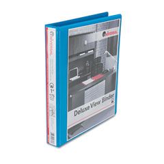 Universal Deluxe Round Ring Vinyl View Binder, 1" Capacity, Light Blue UNV20713