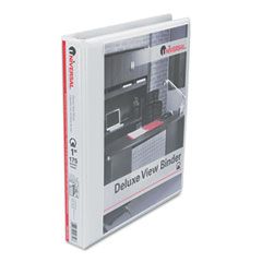 Universal Deluxe Round Ring Vinyl View Binder, 1" Capacity, White UNV20712