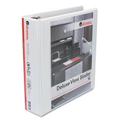 Universal Deluxe Round Ring Vinyl View Binder, 2" Capacity, White UNV20732