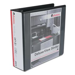 Universal Deluxe Round Ring Vinyl View Binder, 3" Capacity, Black UNV20751