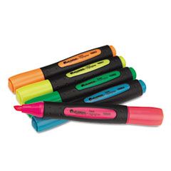 Universal Desk Highlighter w/Comfort Grip, Chisel Tip, 5/Set UNV18860