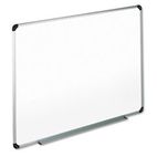 Universal Dry Erase Board, Melamine, 48 x 36, White, Black/Gray Aluminum/Plastic Frame UNV43724