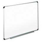 Universal Dry Erase Board, Melamine, 72 x 48, White, Black/Gray Aluminum/Plastic Frame UNV43725