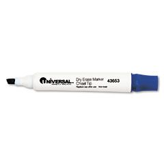 Universal Dry Erase Marker, Chisel Tip, Blue, Dozen UNV43653