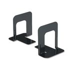 Universal Economy Bookends, Nonskid, 4 3/4 x 5 1/4 x 5, Heavy Gauge Steel, Black UNV54055