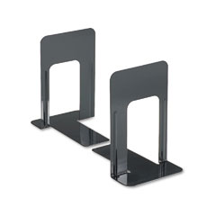 Universal Economy Bookends, Nonskid, 5 7/8 x 8 1/4 x 9, Heavy Gauge Steel, Black UNV54095