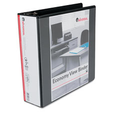 Universal Economy D-Ring Vinyl View Binder, 3" Capacity, Black UNV20747