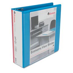 Universal Economy D-Ring Vinyl View Binder, 3" Capacity, Light Blue UNV20739