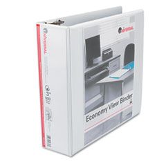 Universal Economy D-Ring Vinyl View Binder, 3" Capacity, White UNV20748