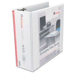 Universal Economy D-Ring Vinyl View Binder, 4" Capacity, White UNV20994