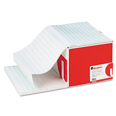 Universal Green Bar Computer Paper, 2-Part Carbonless, 14-7/8 x11, Perforated, 1650 Sheets UNV15753