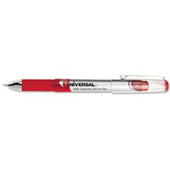 Universal High Capacity Roller Ball Stick Gel Pen, Red Ink, Needle, Dozen UNV39319